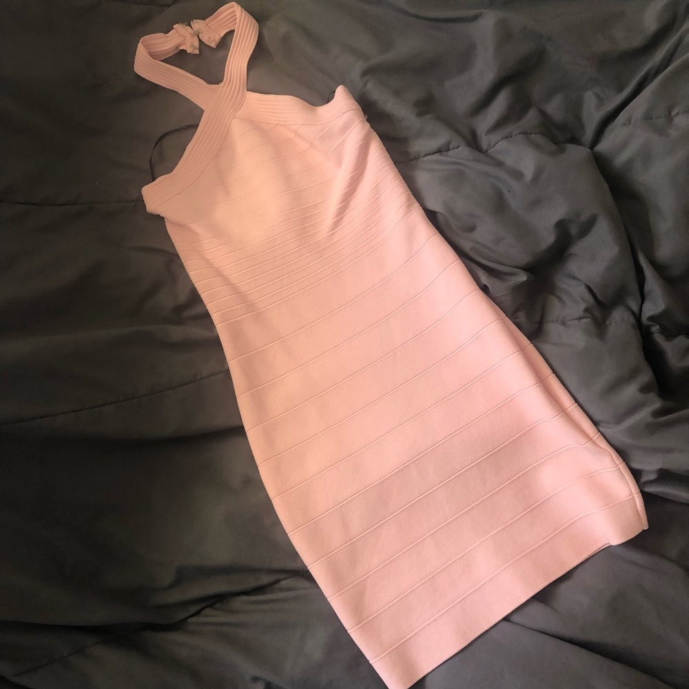 F21 Bandage baby pink bodycon dress